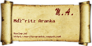 Móritz Aranka névjegykártya